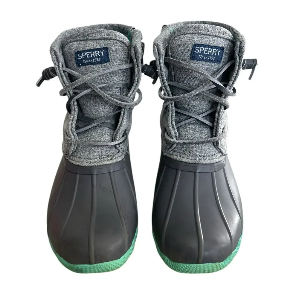 Sperry Duck Boots Saltwater Gray and Teal Size 13M